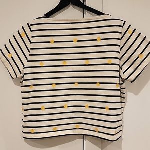 Madewell Embroidered Sun Setlist Boxy Top Stripe Gold Medium Great Condition